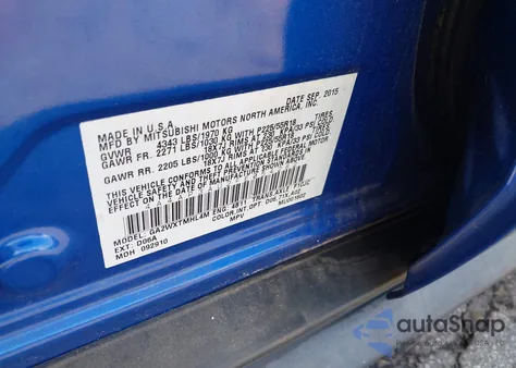 2015 Mitsubishi Outlander Sport Es из США, поврежденный, VIN 4A4AP3AU2FE054262